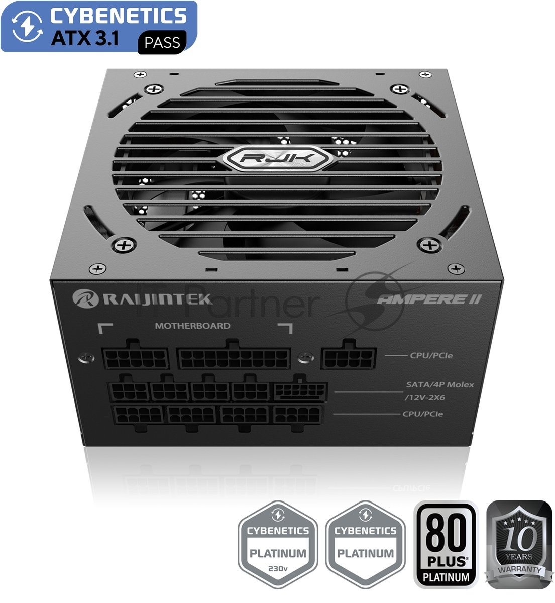 Блок питания RAIJINTEK AMPERE II 1000W, 1000Вт, 80+ Platinum, 120мм, модульный, черный