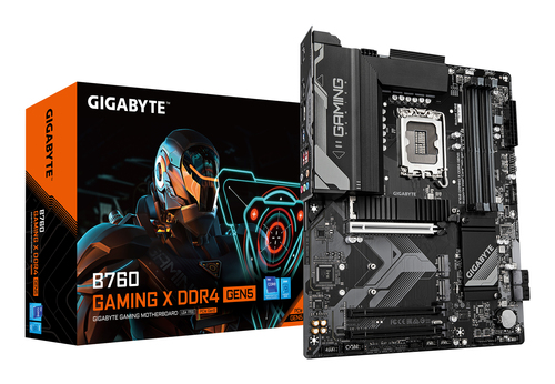 Материнская плата Gigabyte B760 GAMING X D4 GEN5, B760, LGA1700, 4*DDR4, 3*PCIEx16, 3*M.2, 1*TypeC, 2*USB3.2Gen2, 4*USB3.2Gen1, 8*USB2.0, 4*SATA3.0, 2.5G, DP, HDMI, ATX, RTL
