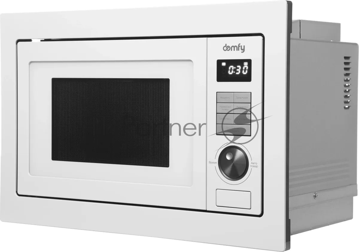 Встраиваемая микроволновая печь Domfy DM2540BW WG белый, 25 л, 900 Вт, переключатели - кнопки/поворотный мехинизм