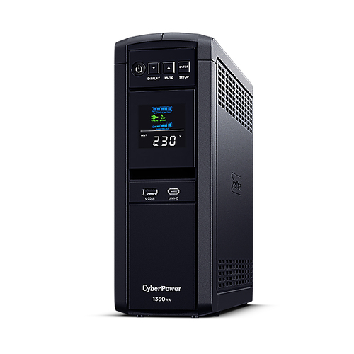 Источник бесперебойного питания/ UPS Line-Interactive CyberPower CP1350EPFCLCD 1350VA/810W USB/RS-232/RJ11/45/USB/SNMPslot  charger A/С (6 EURO), с чистым синусом при работе от АКБ