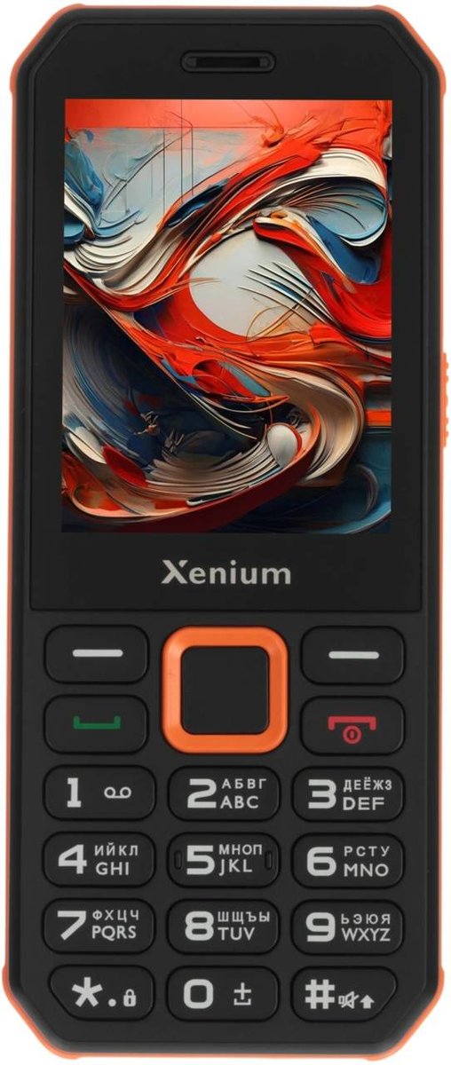 XENIUM X300 черный/оранжевый моноблок 2Sim 2.8" 240x320 Nucleus 0.3Mpix GSM900/1800 MP3 FM microSD max32Gb