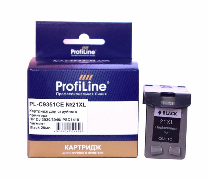 Картридж ProfiLine PL-C9351CE-Bk №21XL для принтеров HP DJ 3920/3940/ PSC1410  Black пигмент ProfiLine