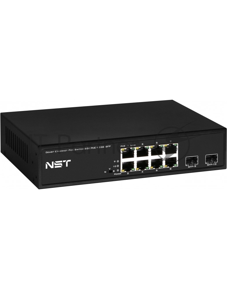 Коммутатор NST NS-SW-8G2G-P, 8×1 Гбит/с PoE + 2×1 Гбит/с SFP, неуправляемый