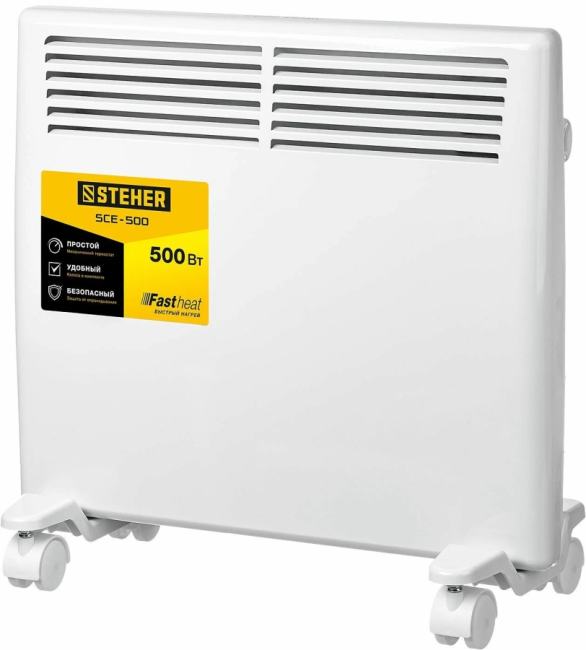 Конвектор электрический STEHER SCE-500 белый, 500 Вт, 10 м2, термостат