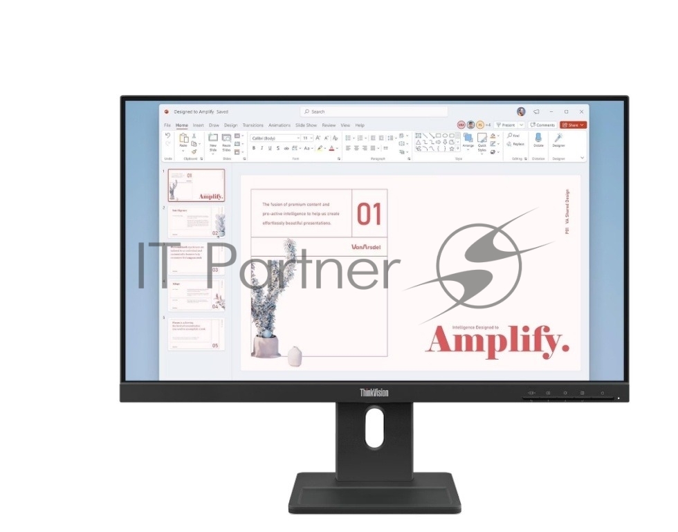 Монитор 23.8" Lenovo ThinkVision E24-40 IPS 1920x1080, 100 Гц, 6 мс, 16:9, 250 кд/м², HDMI, DisplayPort, VGA, Flicker Free, Low Blue Light, черный