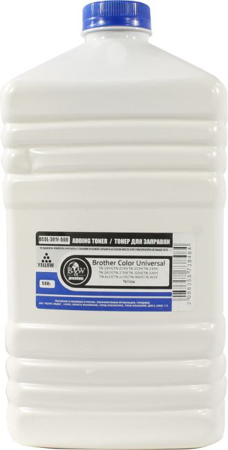 Тонер B&W Color Universal BCOL-301Y-500, флакон 500г, желтый, совместимый (BCOL-301Y-500)