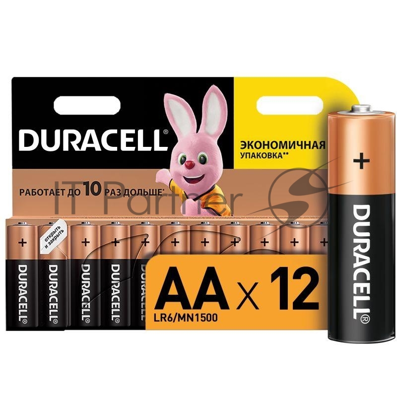 Батарейка Duracell Basic LR6 C0037388, AA, 1.5В, алкалиновая, 12шт