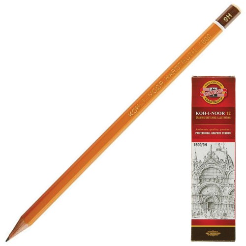 Карандаш ч/граф. "Koh-I-Noor", 1500 Hardtmuth, 9H, деревянный лакированный корпус,