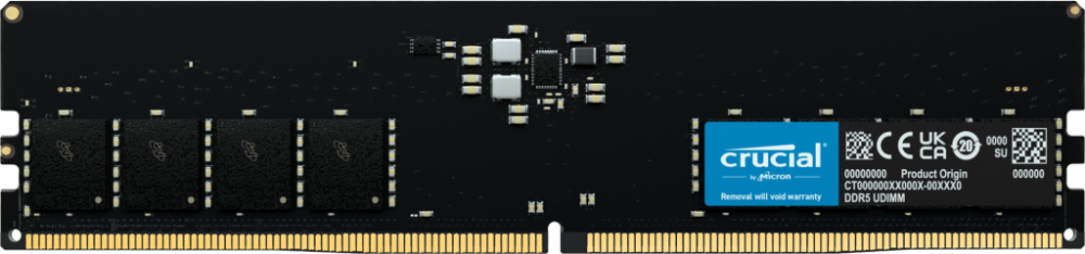 Оперативная память 16Gb DDR5 4800MHz Crucial 16 Гб, DDR5, 38400 Мб/с, CL40, 1.1 В CT16G48C40U5