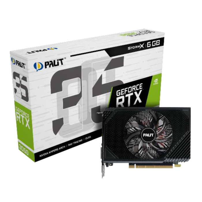 Видеокарта PALIT RTX3050 STORMX 6GB GDDR6 96bit DVI HDMI DP 1FAN RTL (NE63050018JE-1070F)