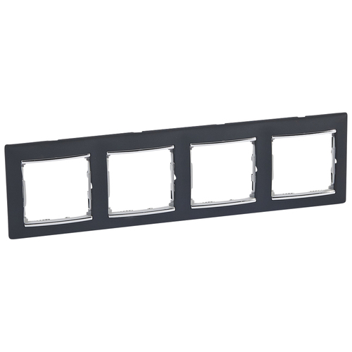 Рамка Legrand 770394 Valena CLASSIC - 4 поста, горизонтальный монтаж,  ноктюрн/серебряный  штрих