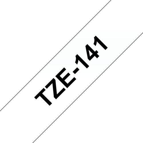 Brother TZE141 Этикетка Brother Наклейка ламинированная TZE141 (18мм чёрный шрифт на прозрачном  фоне, длина 8м)