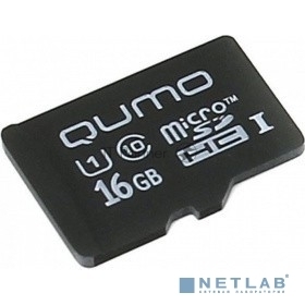 Флеш карта QUMO MicroSDHC 16Gb Сlass 10 UHS-I,3.0 без адаптером SD, черно-красная картонная упаковка