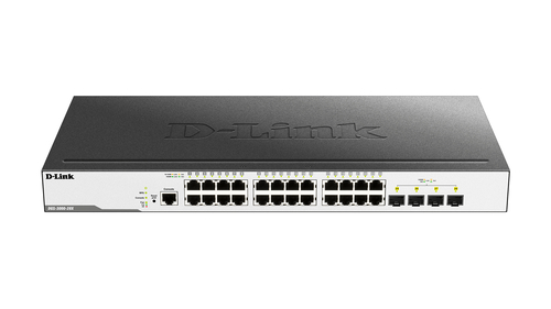 Коммутатор D-Link DGS-3000-28X/B, L2 Managed Switch with 24 10/100/1000Base-T ports and 4 10Gbase-X SFP+ ports.16K Mac address, 802.3x Flow Control, 4K of 802.1Q VLAN, VLAN Trunking, 802.1p Priority Queues, Tra