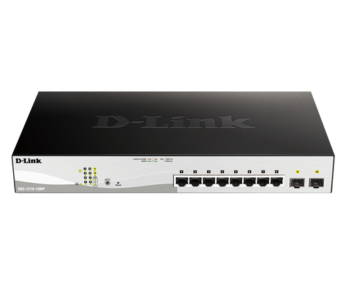 DGS-1210-10MP/F3A - Коммутатор, D-Link, DGS-1210-10MP/F3A, L2 коммутатор с 8 портами 10/100/1000Base-T и 2 портами 1000Base-X SFP (8 портов PoE 802.3af/at, PoE-бюджет 130 Вт), стоечный