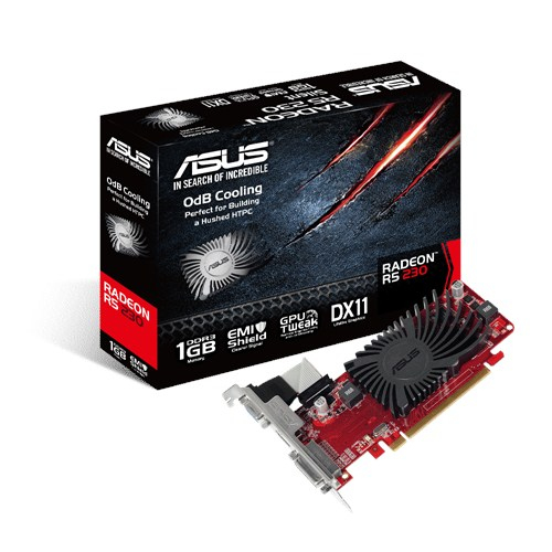 Видеокарта Radeon R5 230 1024Mb Asus R5230-SL-1GD3-L 625/1200, 64bit, DDR3, VGA, DVI, HDMI, PCI-E