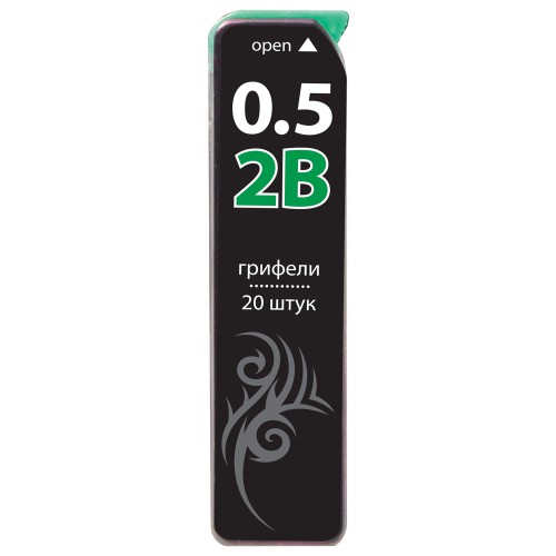Стержни Brauberg Black Jack, 0.5мм, 2B, 20шт