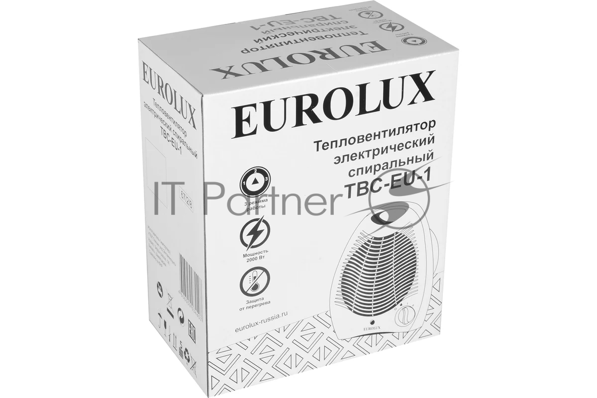 Тепловентилятор EUROLUX ТВС-EU-1, белый, 1800 Вт, 22 м2, термостат, 3 режима 67/2/8