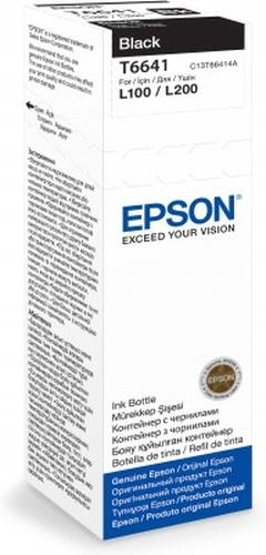 Чернила Epson 664, 70мл, черный, оригинальные для Epson L100/L110/L120/L132/L200/L210/L222/L300/L312/L350/L355/L362/L366/L456/L550/L555/L566/L1300 (C13T66414A/C13T664198)