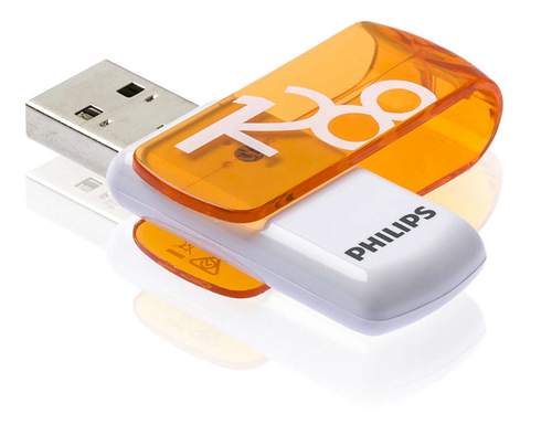 Флешка USB PHILIPS VIVID (FM12FD05B/97), 128Gb, USB 2.0, R/W 15/6, белый/желый