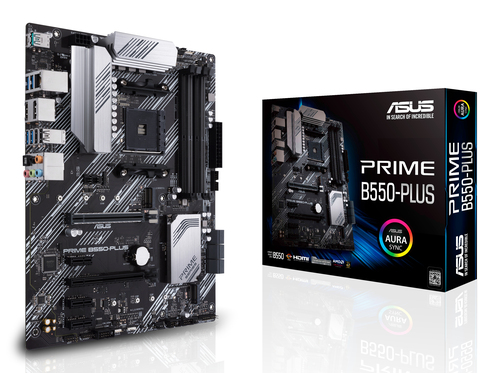 Материнская плата Asus - PRIME B550-PLUS, ATX, AMD B550, 1xAM4, 4xDDR4 до 128ГБ, 1x1GbE, audio, M.2, HDMI, DP, 6xSATA, 2xUSB2.0, 5xUSB3.2, 1xUSB3.2 Type C, PRIME B550-PLUS