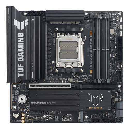 Материнская плата ASUS TUF GAMING B850M-PLUS II, AM5, AMD B850, 4xDDR5, 4xSATA, 3xM.2, 1xPCIe 5.0 x16, 1xPCIe 4.0 x1, 1xHDMI, 1xDP, 1x2.5Gb LAN, 1xUSB-C 20Gbps, 3xUSB-A 10Gbps, 4xUSB-A 5Gbps, 4xUSB-A 2.0, 3x3.5 мм, 7.1, mATX