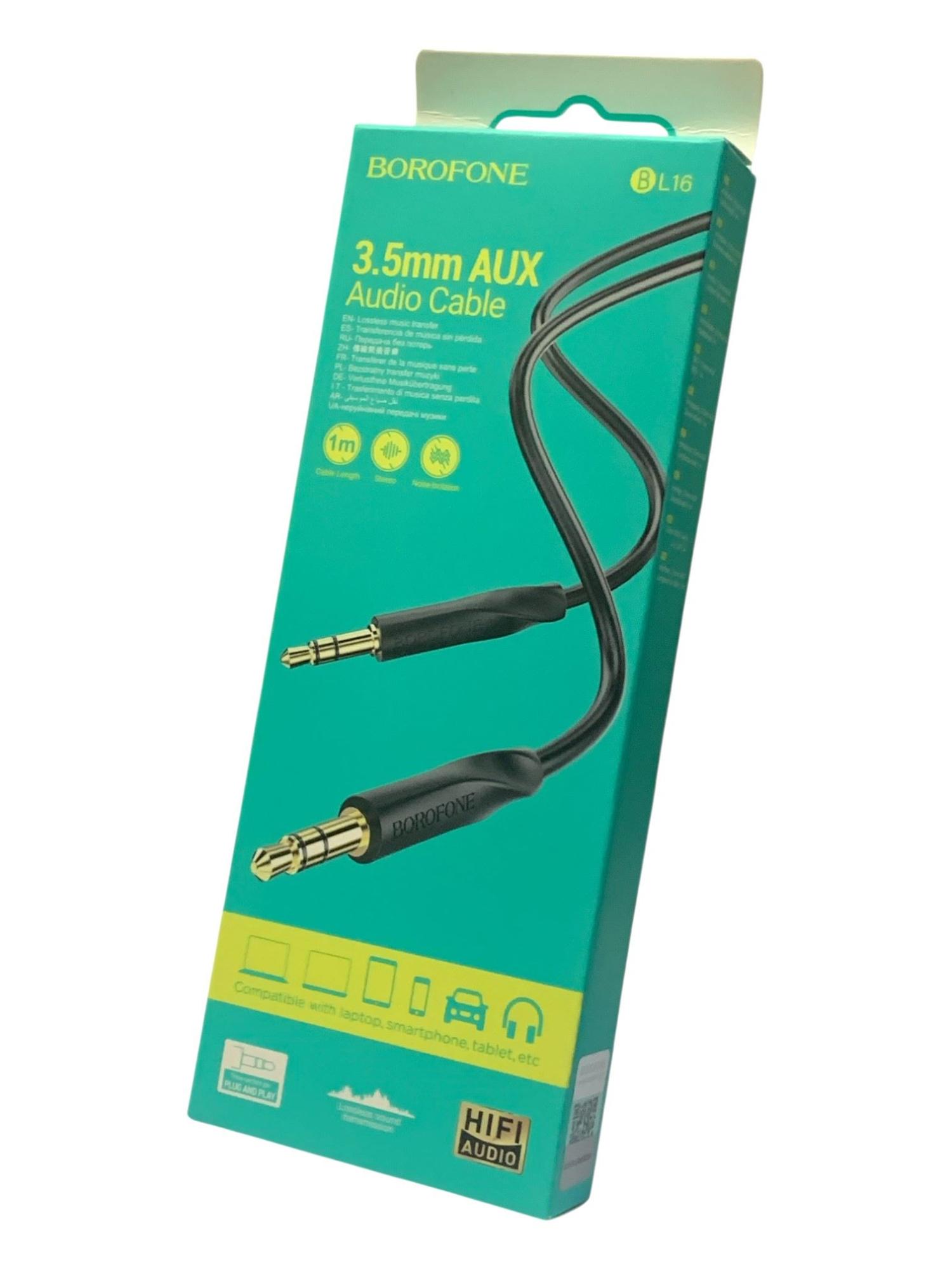 AUX AUDIO CABLE Jack 3,5mm Borofone BL 16 100cm,чёрный