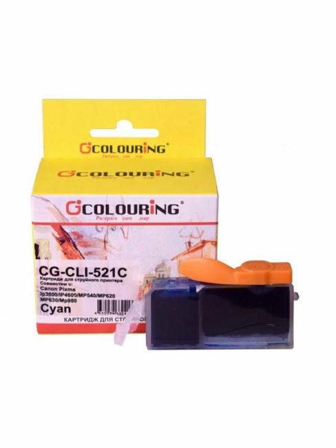Картридж струйный Colouring CG-CLI-521C голубой с чипом водный (9 мл) для Canon IP3600/IP4600/MP540/MP550/MP620/MP630/MP980