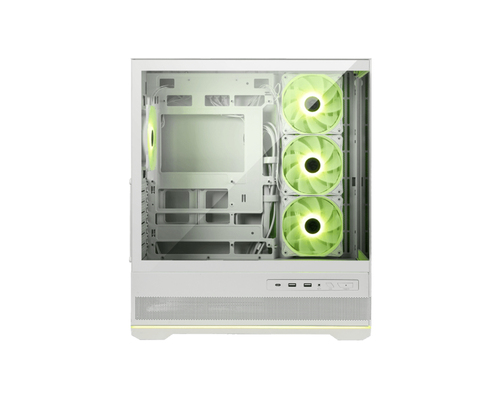 Корпус для ПК MSI MAG PANO 110R PZ WHITE, Global, 2xUSB 3.2 Gen 1, 1xUSB 3.2 Gen2 Type-C,3x120mm ARGB Reverse Blade F