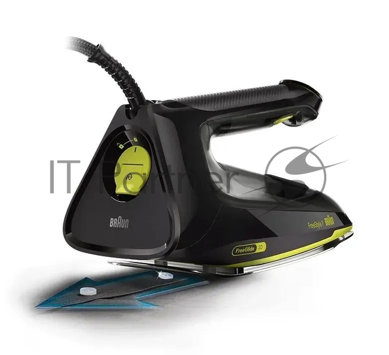 Утюг Braun FreeStyle 7 FI7255GR черный/зеленый, 2000 Вт, 55 г/мин, 240 г/мин, 350 мл