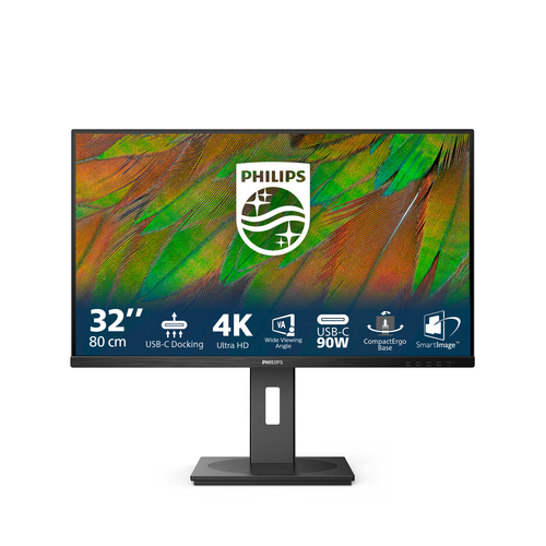 Монитор Philips 32B1U3900 31,5'', 3840x2160, VA, 60hz, 50M:1, 350cd, 4ms, 2xHDMI 1.4, DP 2.0, 4xUSB 3.2, Type-C 90W, Speakers, RJ45, H. adj 180mm, pivot, VESA, 3Y, Black/ Philips 32B1U3900 31,5'', 3840x2160, VA, 60hz, 50M:1, 350cd, 4ms, 2xHDMI 1.4, DP 2.0, 4xUSB 3.2, Type-C 90W, Speakers, RJ45, H. adj 180mm, pivot, VESA, 3Y, Black