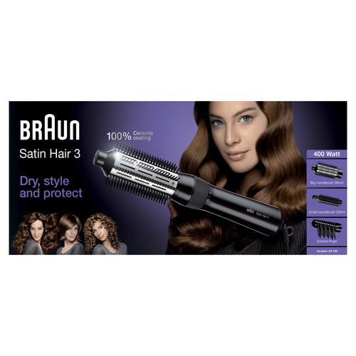 Фен-щётка Braun AS330 серебристый/черный, 400 Вт, 18/36 мм