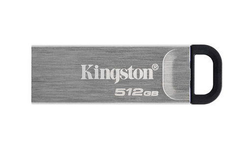 Флешка USB Kingston DataTraveler Kyson (DTKN/512Gb), 512Gb, USB 3.2 Gen 1, R/W 200/60, серебристый/черный