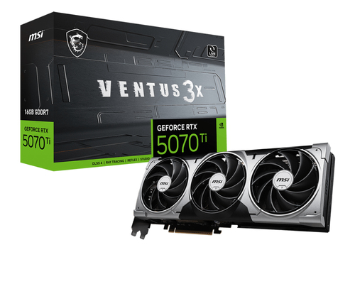 Видеокарта MSI PCI-E 5.0 RTX 5070 TI 16G VENTUS 3X NVIDIA GeForce RTX 5070TI 16Gb 256bit GDDR7 2452/28000 HDMIx1 DPx3 HDCP Ret