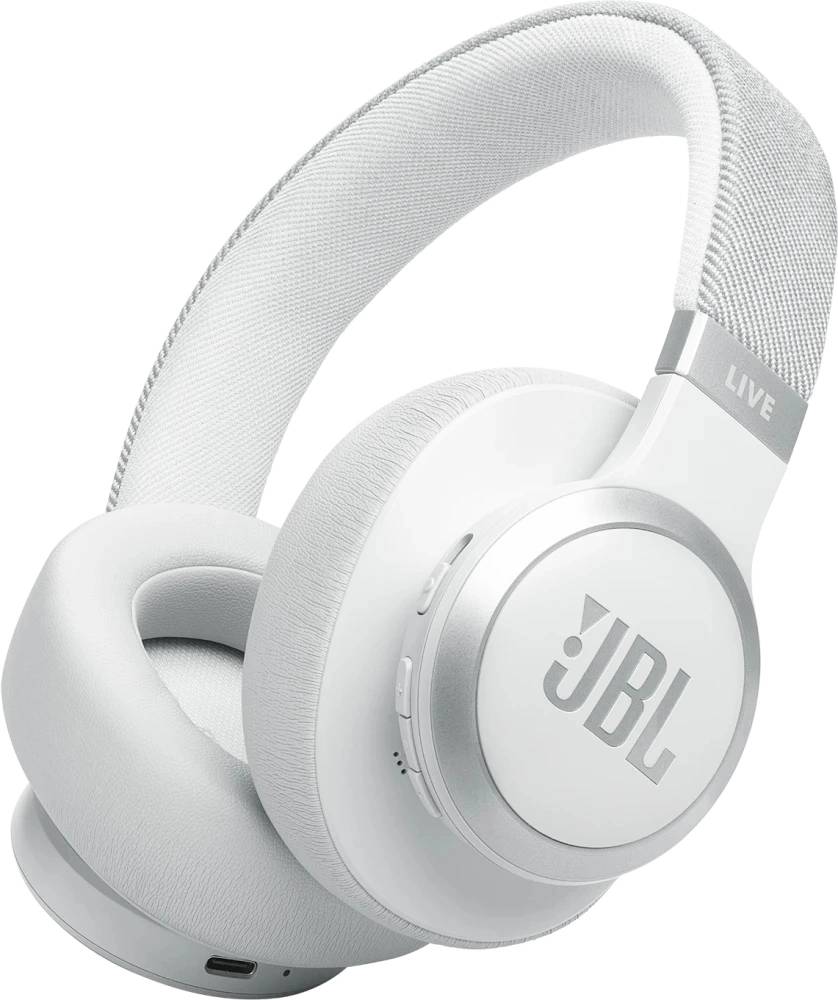 Беспроводные/проводные наушники JBL Live 770NC белый, полноразмерные, Bluetooth + проводной, адаптивное шумоподавление