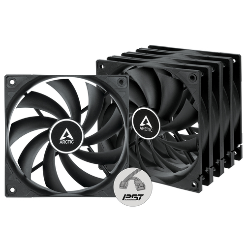 Комплект вентиляторов для корпуса Arctic F12 PWM PST Value Pack черный, 120 мм, 1350 об/мин, 22.5 дБ, 4 pin