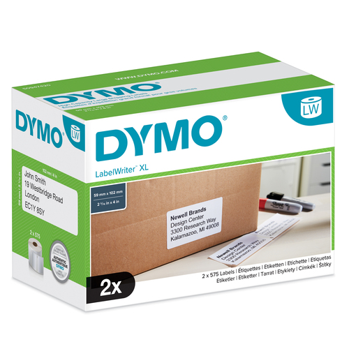 Многофункциональные этикетки 102 x 59мм (только для DYMO LabelWriter 4XL) 2 рулона, 575 шт/рул (Original)