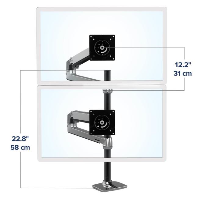 45-549-026 Ergotron LX  Двойное  наcтольное  крепление черный-серебро