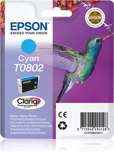 Картридж EPSON C13T08024021 T0802 ligh-blue, стандартной емкости P50/PX660 security version