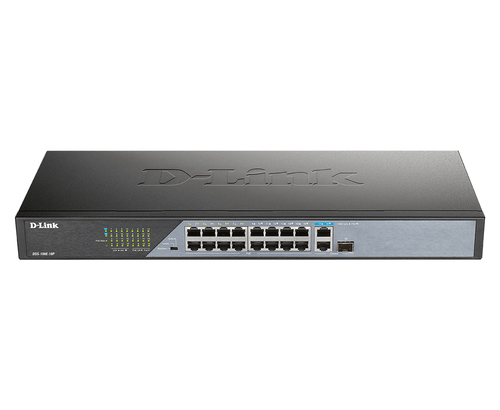 D-Link DSS-100E-18P/A1A Неуправляемый коммутатор с 16 портами 10/100Base-TX, 1 портом 10/100/1000Base-T и 1 комбо-портом