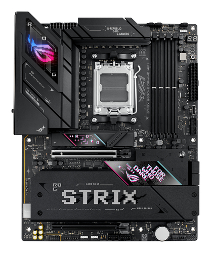 ASUS ROG STRIX B850-E GAMING WIFI (Socket AM5, ATX, 4xDDR5(256GB), DP/HDMI/USB4, 1xPCIe 5.0x16/1xPCIe 4.0x16, 1xLAN (5GbE), Wi-Fi 7, BT, 4xSATA 6Gb/s, 5xM.2, 2xType-C, 6xUSB 3.2, 4xUSB 2.0)