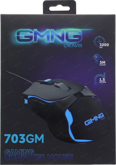 OKLICK Gaming Optical Mouse GMNG <703GM> Black  (RTL)  USB  6btn+Roll <1533541>