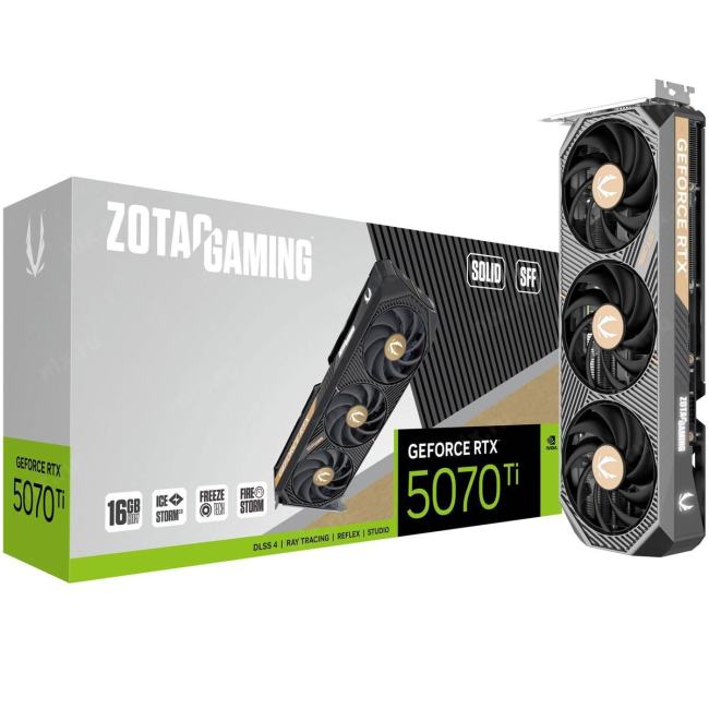 Видеокарта Zotac PCI-E 4.0 RTX 5070 Ti SOLID SFF NVIDIA GeForce RTX 5070TI 16Gb 256bit GDDR7 2452/28000 HDMIx1 DPx3 HDCP Ret