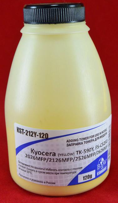 KST-212Y-120 Тонер для Kyocera TK-590Y, FS-C5250/2026MFP/2126MFP/2526MFP Yellow (фл.120г) 5K B&W  Standart  Tomoegawa