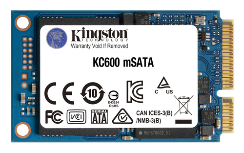 Накопитель SSD mSATA Kingston 512Gb KC600 Series SKC600MS/512G (SATA3, up to 550/520Mbs, 90000 IOPS, 3D TLC, SM2259)