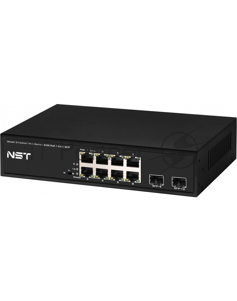 Коммутатор NST NS-SW-8G2G-P, 8×1 Гбит/с PoE + 2×1 Гбит/с SFP, неуправляемый