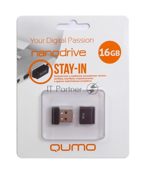 Флеш-накопитель QUMO QM16GUD-NANO-B, 16 ГБ, USB 2.0