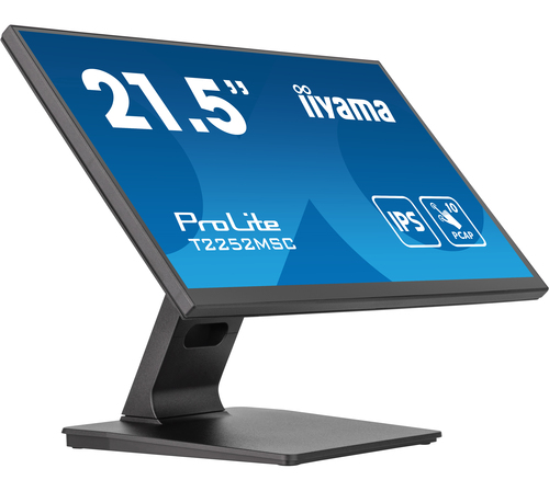 Монитор Iiyama - T2252MSC-B2, 21.5", 16:9, IPS, 250cd/m², 1000:1, 1920x1080 (Full HD), 60 Гц, 1x HDMI, 1x DP, speakers, TouchScreen, цвет чёрный, T2252MSC-B2