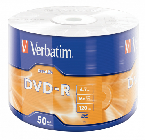 Диск DVD-R Verbatim 4.7 Gb, 16x, Shrink (50),  DataLife (50/600) <43791>