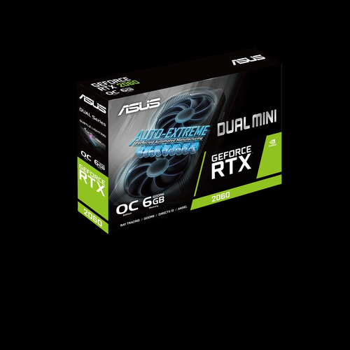 Asus PCI-E DUAL-RTX2060-O6G-MINI NVIDIA GeForce RTX 2060 6144Mb 192bit GDDR6  1365/14000 DVIx1/HDMIx1/DPx1/HDCP Ret